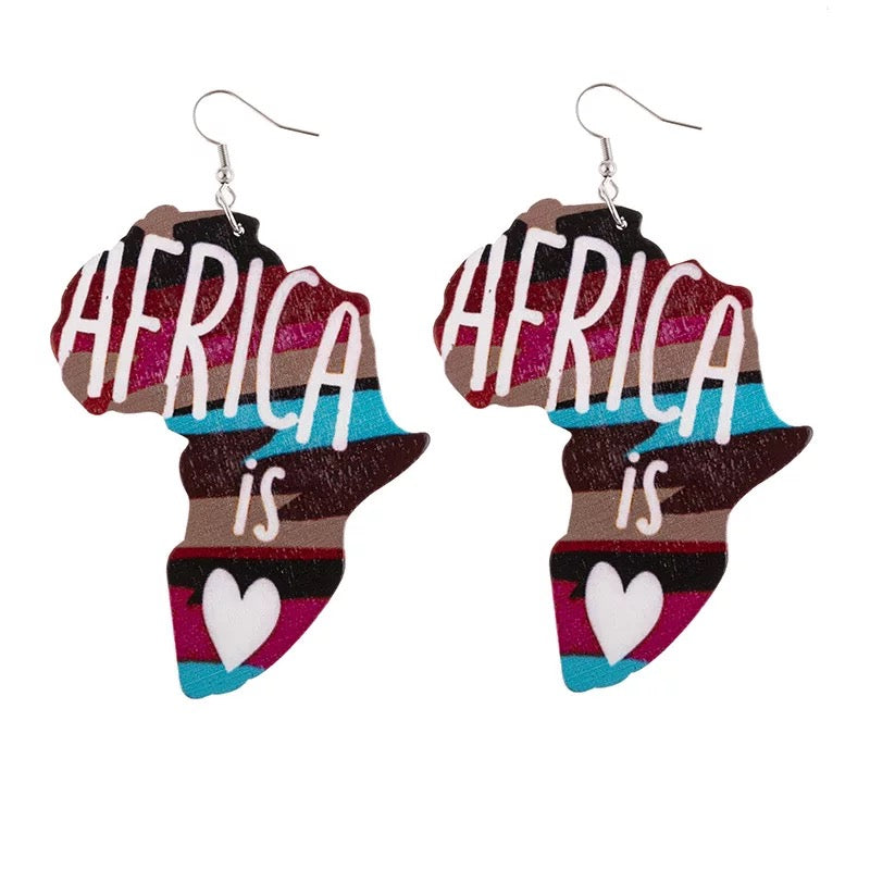 Wooden Black Beauty Girl Dangle Earrings