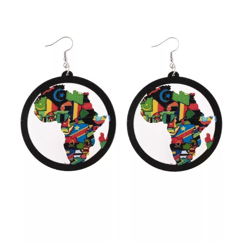 Wooden Black Beauty Girl Dangle Earrings