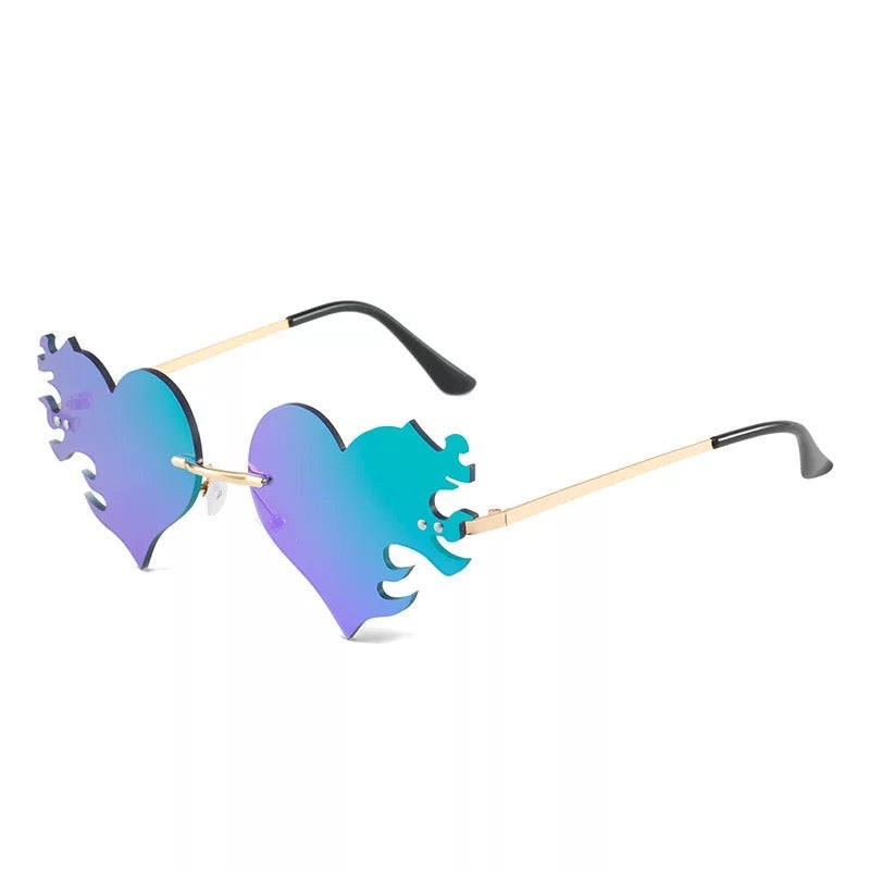 Flaming Heart Shaped Sunglasses