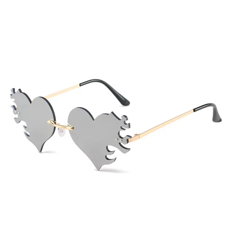 Flaming Heart Shaped Sunglasses