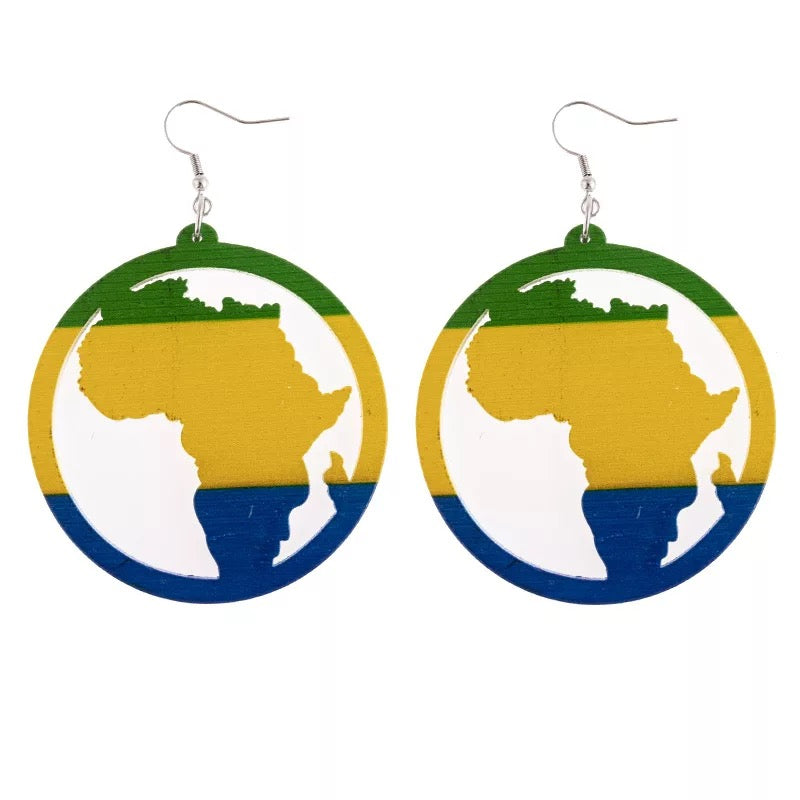 Wooden Black Beauty Girl Dangle  Earrings